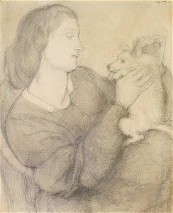 Woman Holding a Dog by Dante Gabriel Rossetti