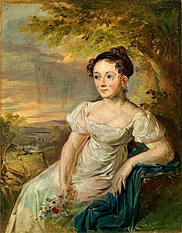 Woman sitting under a tree by Tropinin