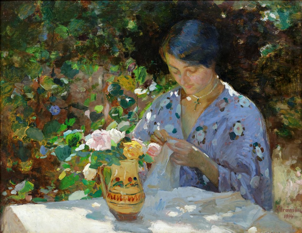 Women Embroidering in the Garden Ipolit Strâmbu