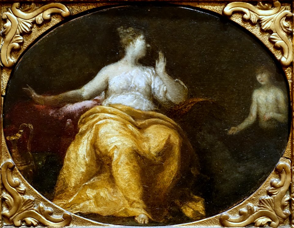 Woman Surprised by a Boy (Spring), by Giuseppe Maria Crespi, 1698, oil on copper - Blanton Museum of Art - Austin, Texas - DSC08068