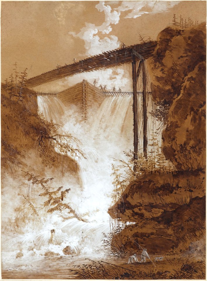 Caspar Wolf - Das Wehr bei Mühletal östlich von Innentkirchen (Studie)