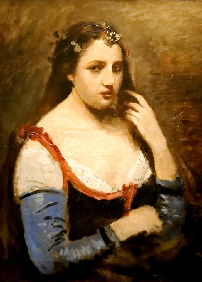 Woman with daisies Camille Corot