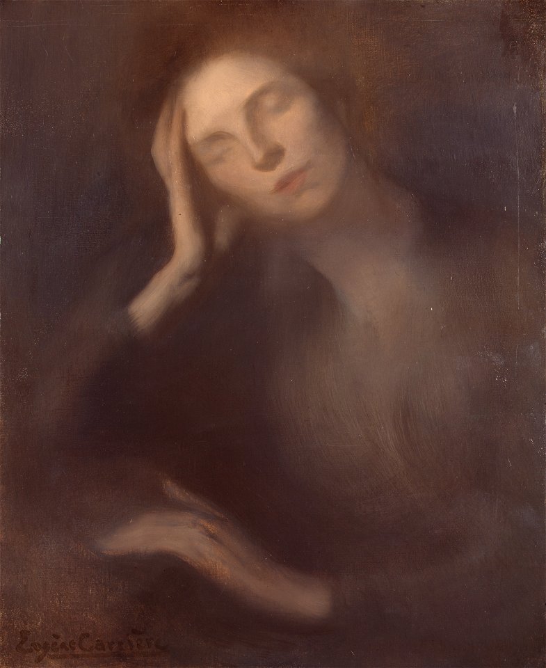 Woman Leaning on a Table, by Eugene Carriere