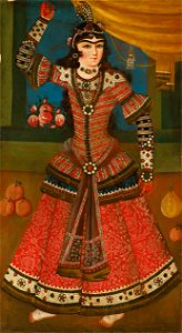 Woman dancing with castanets or zill, Qajar Iran,19th century