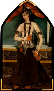 Woman holding a cup, Qajar Iran, first quarter 19th century