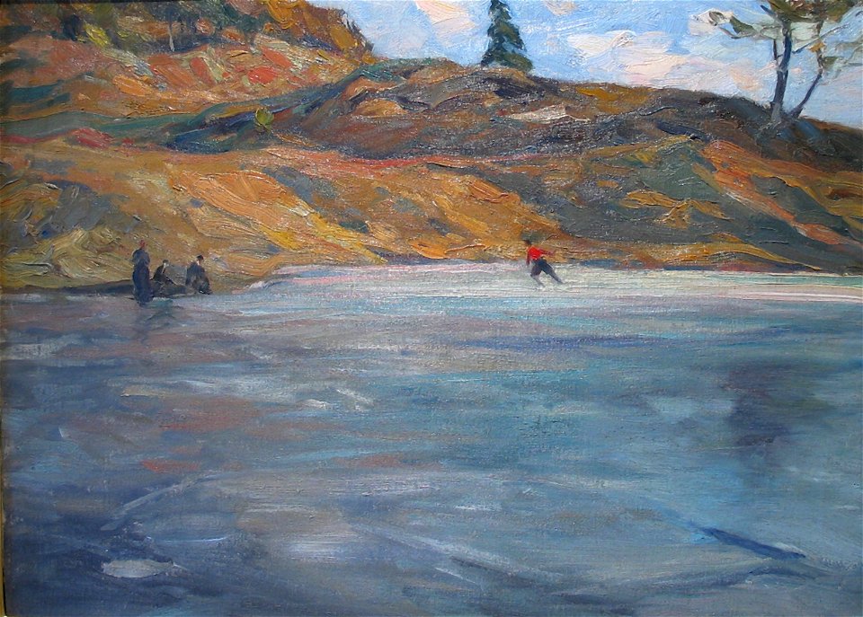 Skating - Pond near Perkins Cove, Maine by Charles Herbert Woodbury 