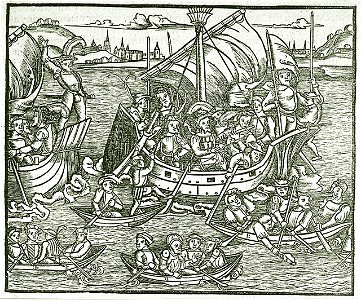 Woodcut of early German ships, ca.1530. Item No.4 RMG PU0266