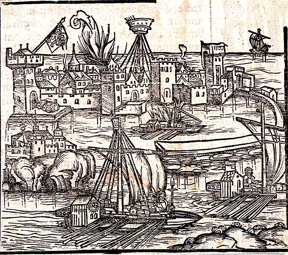 Woodcut of early German ships, ca.1530. Item No.11 RMG PU0273