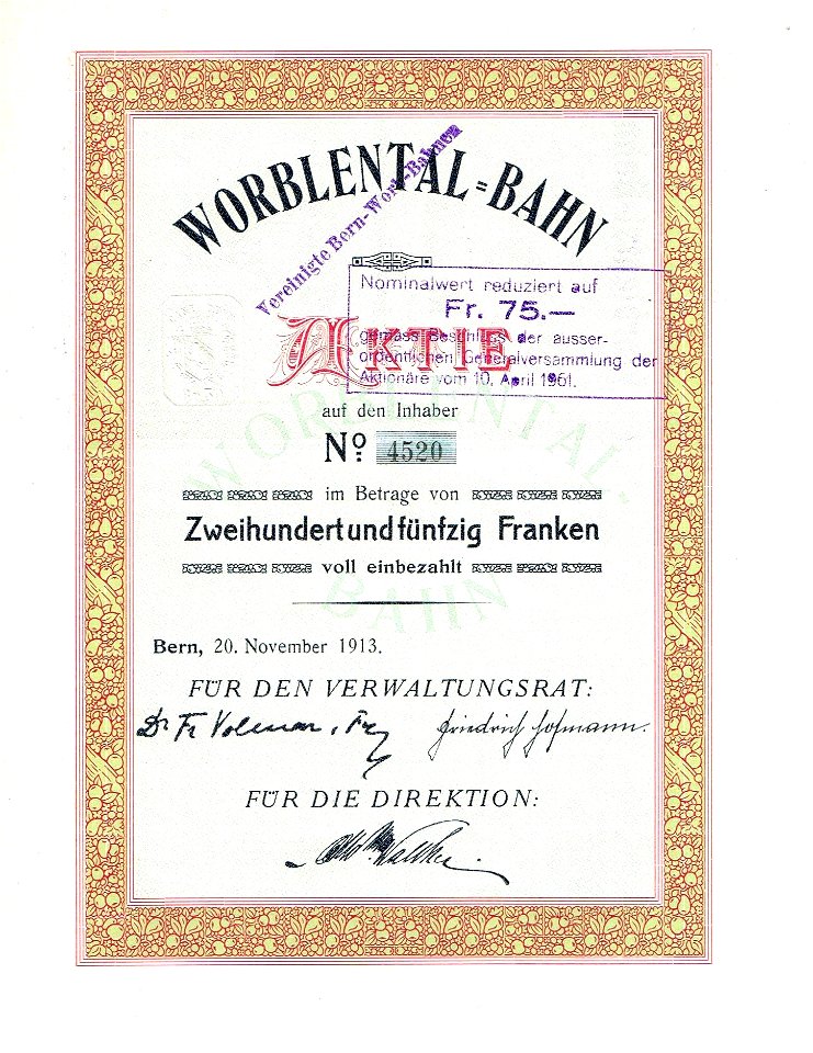 Worblental-Bahn 1913