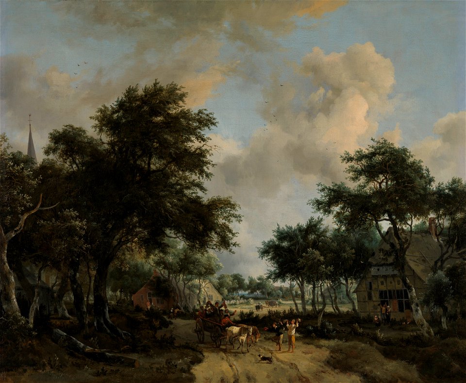 Wooded Landscape with Merrymakers in a Cart by Meindert Hobbema Rijksmuseum Amsterdam SK-A-5026