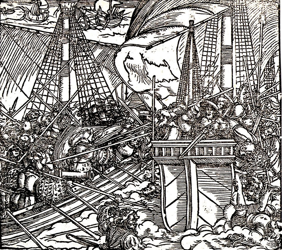 Woodcut of early German ships, ca.1530. Item No.13 RMG PU0275