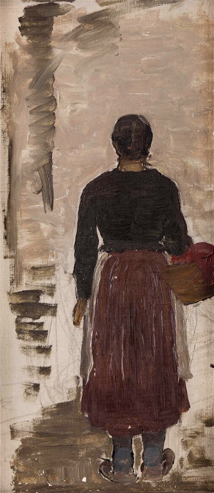 Josef Wopfner - Rückenansicht einer Frau mit Korb