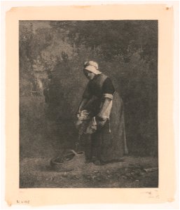 Woman gathering something in her apron, after Millet LCCN2004670655