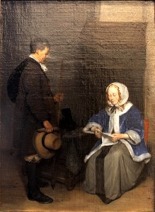 Woman reading a letter before a messenger-Gerard Terborch the younger-MBA Lyon A109-IMG 0422