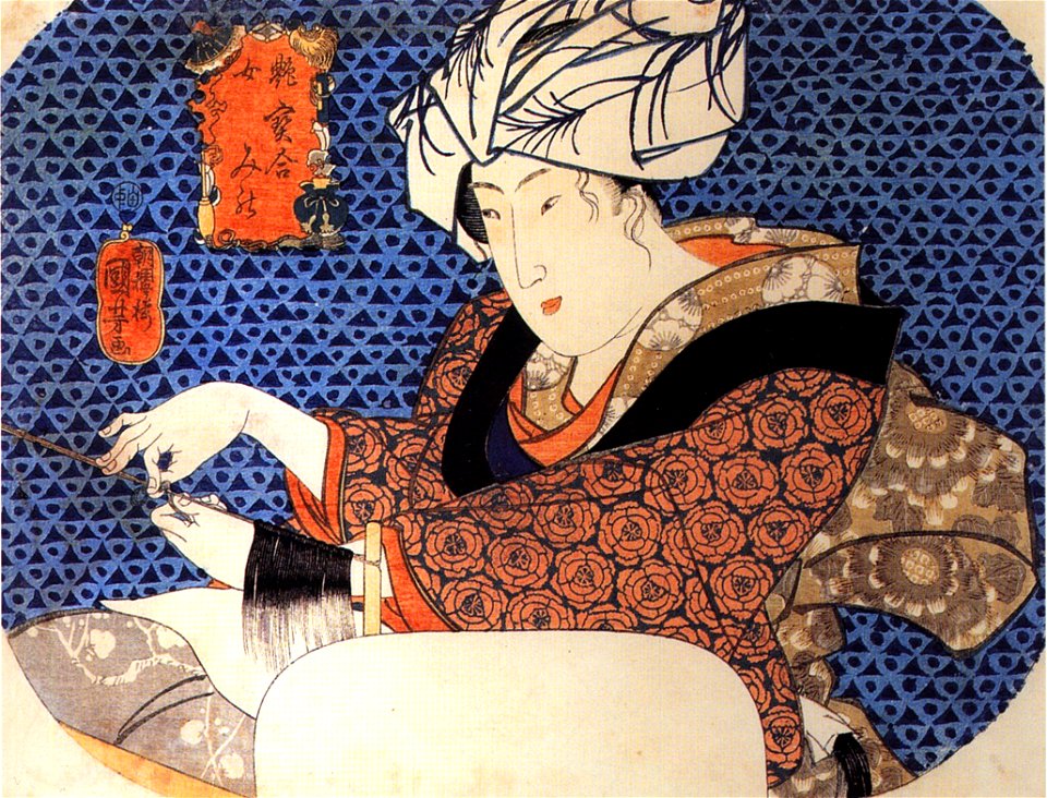 Woman making a wig