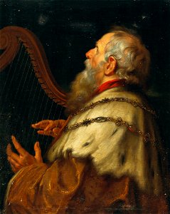 Workshop of Peter Paul Rubens - King David playing the harp. Free illustration for personal and commercial use.