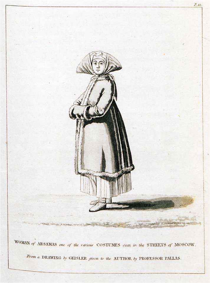 Woman of Arsamas, one of the various Costumes seen in the streets of Moscow - Clarke Edward Daniel - 1810
