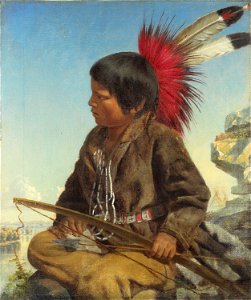 Thomas Waterman Wood - Indian Boy at Fort Snelling (1862). Free illustration for personal and commercial use.