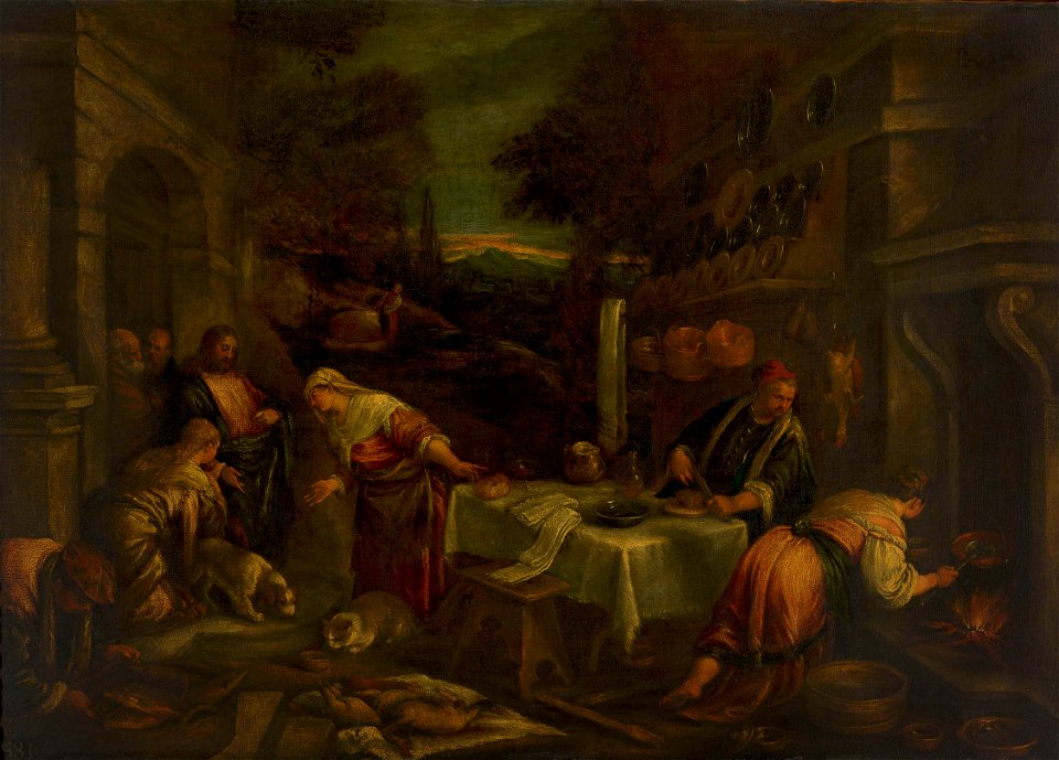 Workshop of Jacopo Bassano (c. 1510-1592) - Christ in the House of Martha and Mary - RCIN 405733 - Royal Collection