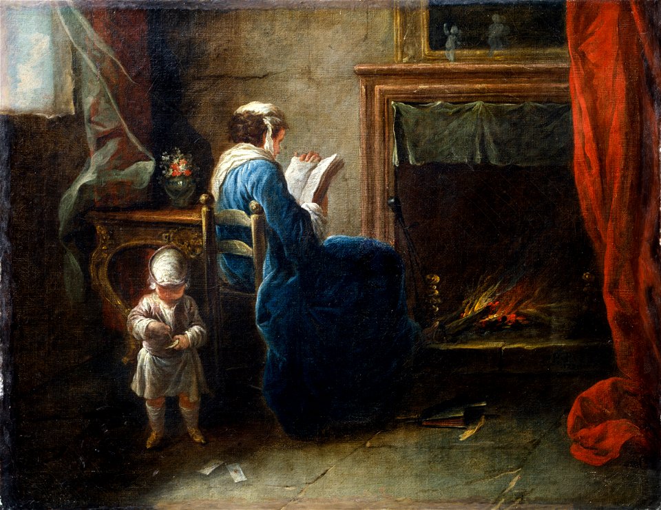 Woman Reading in front of a Fireplace (Pierre Parrocel) - Nationalmuseum - 17876