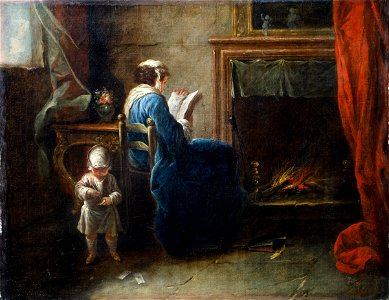 Woman Reading in front of a Fireplace (Pierre Parrocel) - Nationalmuseum - 17876