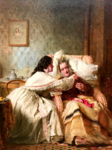 Woman's Mission, Comfort of Old Age, by George Elgar Hicks. Free illustration for personal and commercial use.