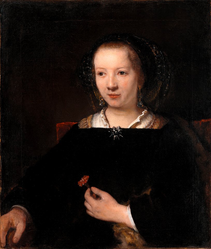Workshop of Rembrandt van Rijn - Young Woman with a Carnation - Google Art Project