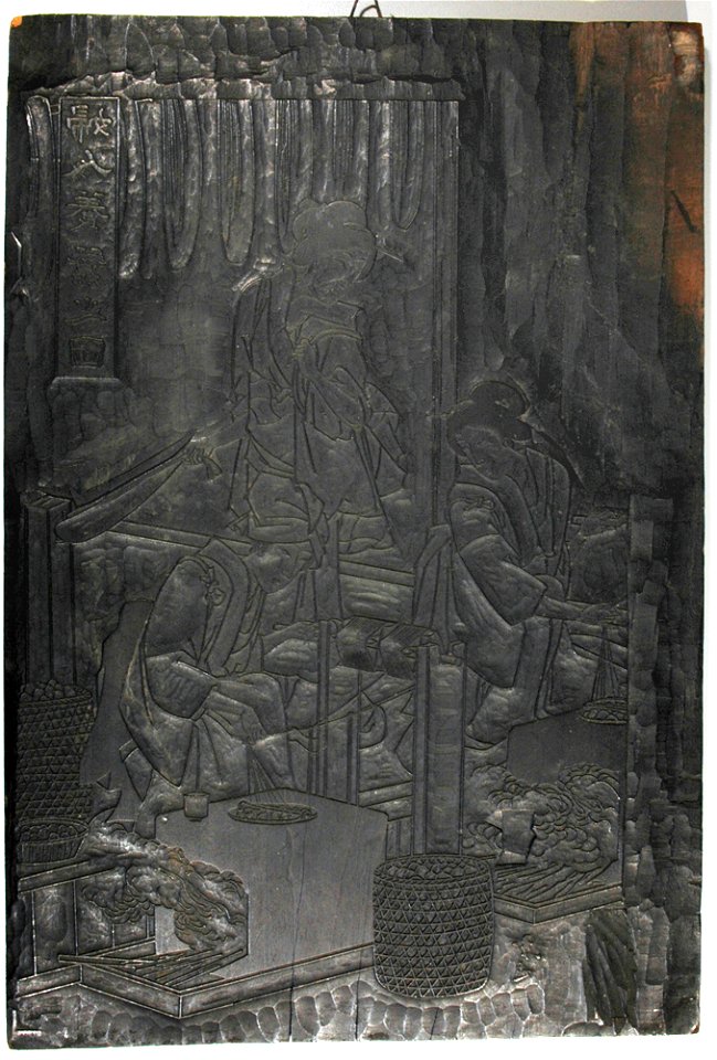 Woodblock of women making silk (recto) and new kites (verso) (5759500988)