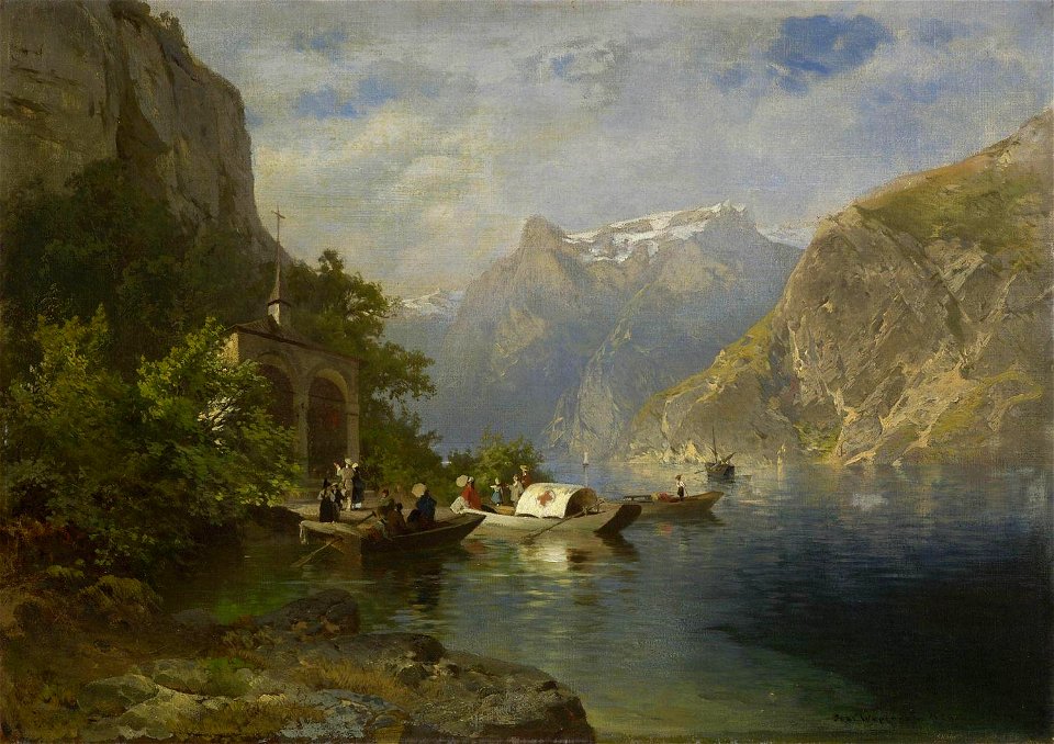 Josef Wopfner - Bei der Tell-Kapelle am Ufer des Vierwaldstätter Sees (1873)