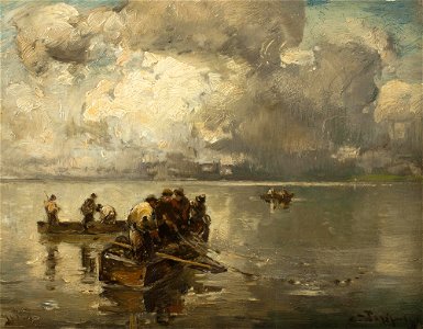 Josef Wopfner - Fischer auf einem See (1901)