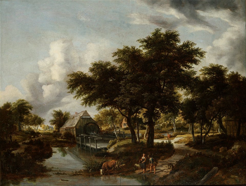 Wooded Landscape with a Watermill (Meindert Hobbema) - Nationalmuseum - 23790