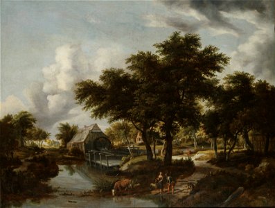 Wooded Landscape with a Watermill (Meindert Hobbema) - Nationalmuseum - 23790