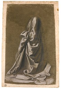 Workshop of Andrea del Verrocchio, circa 1470 - DRAPERY STUDY OF A KNEELING FIGURE FACING LEFT