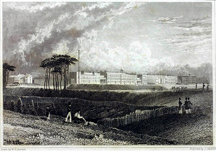 Woolwich, Royal Artillery Barracks, W H Bartlett 1829 LMA