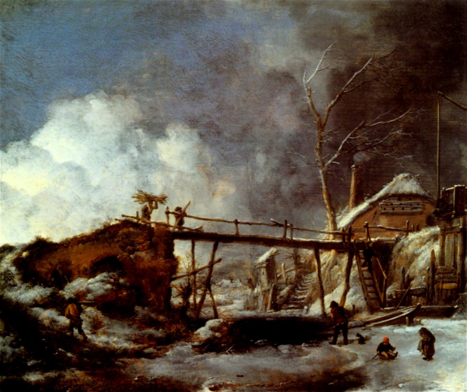 Wouwerman winterlandschaft-holzsteg