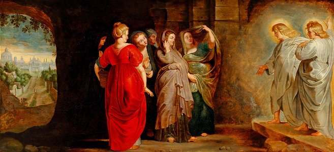 Workshop of Peter Paul Rubens - The Women at Christ’s empty tomb. Free illustration for personal and commercial use.