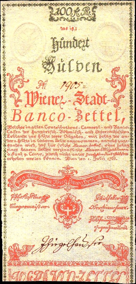 WSB 100 Gulden 1762 obverse