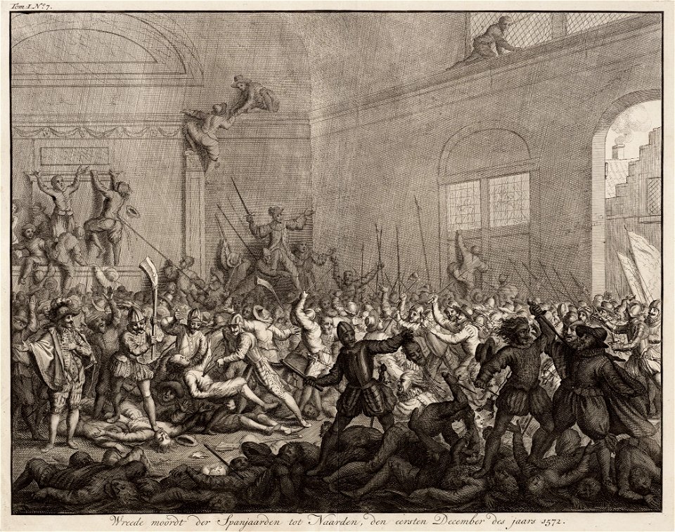Wreede moordt der Spanjaarden tot Naarden, den eersten december des jaars 1572 - The cruel massacre of Naarden by the Spanish in 1572 (Jan Luyken)