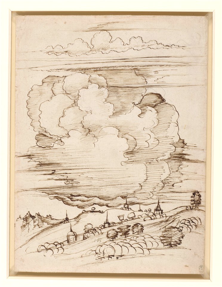 Workshop of Leonardo da Vinci - RCIN 912393, A landscape with a large cloud c.1510-20