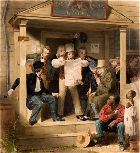Mexican News by Richard Caton Woodville, 1851, hand-colored engraving