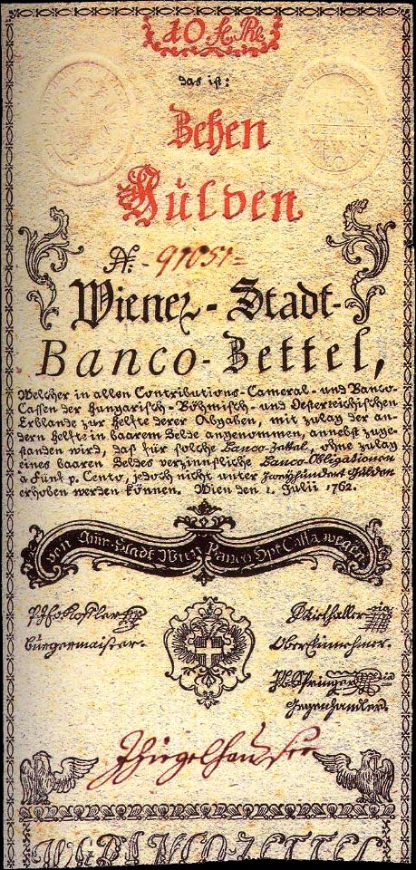 WSB 10 Gulden 1762 obverse