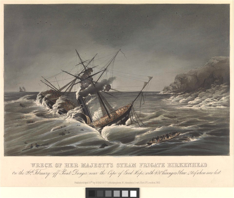 Wreck of Her Majesty's Steam Frigate 'Birkenhead' on the 26th February (1852) RMG PW8101