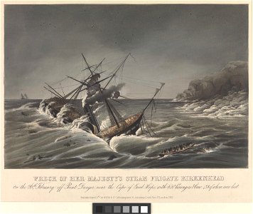 Wreck of Her Majesty's Steam Frigate 'Birkenhead' on the 26th February (1852) RMG PW8101