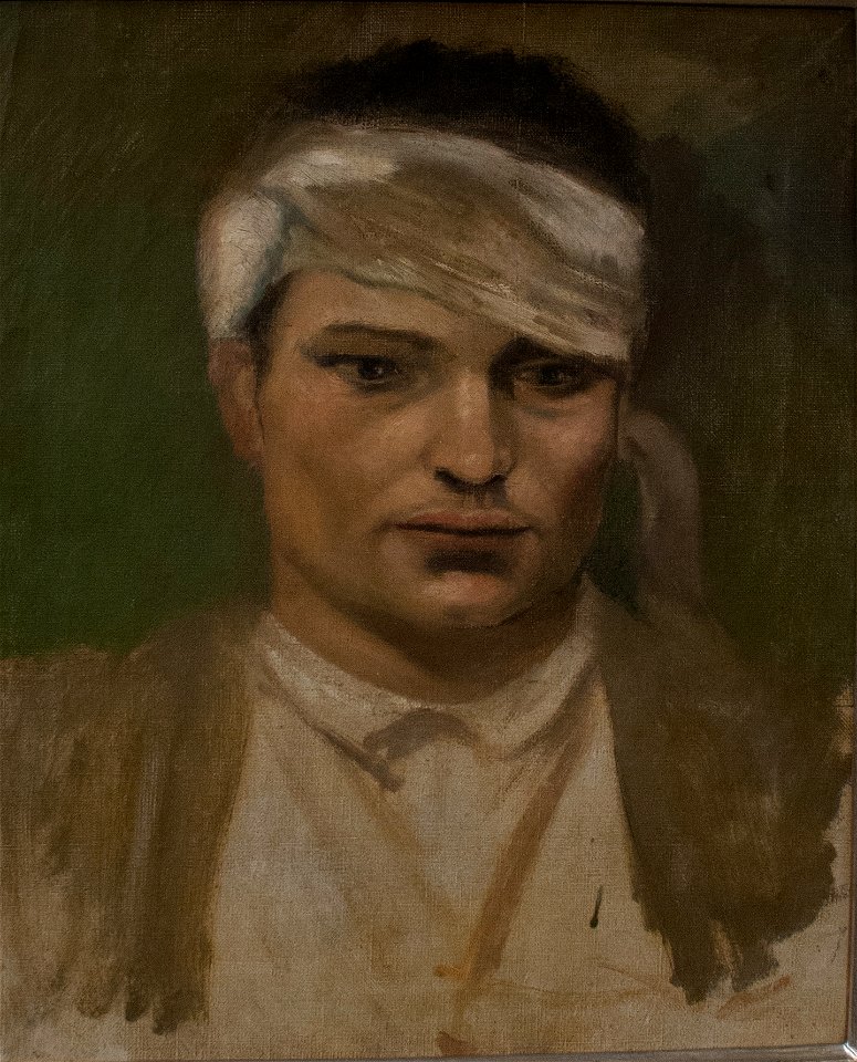 Wounded - painting by László Mednyánszky