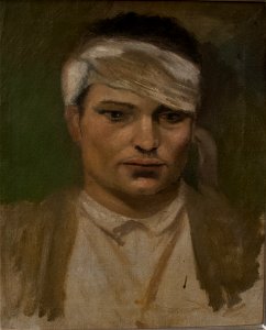 Wounded - painting by László Mednyánszky
