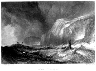 Wreck off Hastings engraving by William Miller after Turner