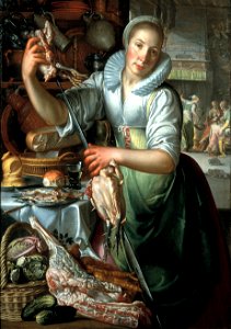 Joachim Wtewael - The kitchen maid - Google Art Project. Free illustration for personal and commercial use.