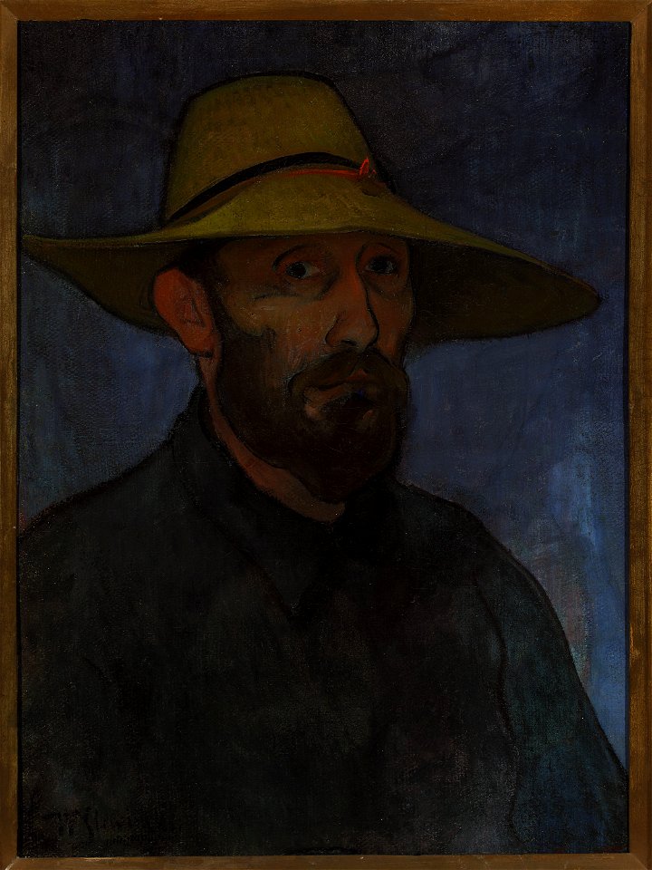Władysław Ślewiński - Self-portrait in a straw hat - MP 105 - National Museum in Warsaw