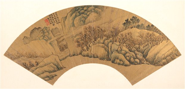 Wu Bin - Green Cliff with Red Maples - 13.100.77 - Metropolitan Museum of Art