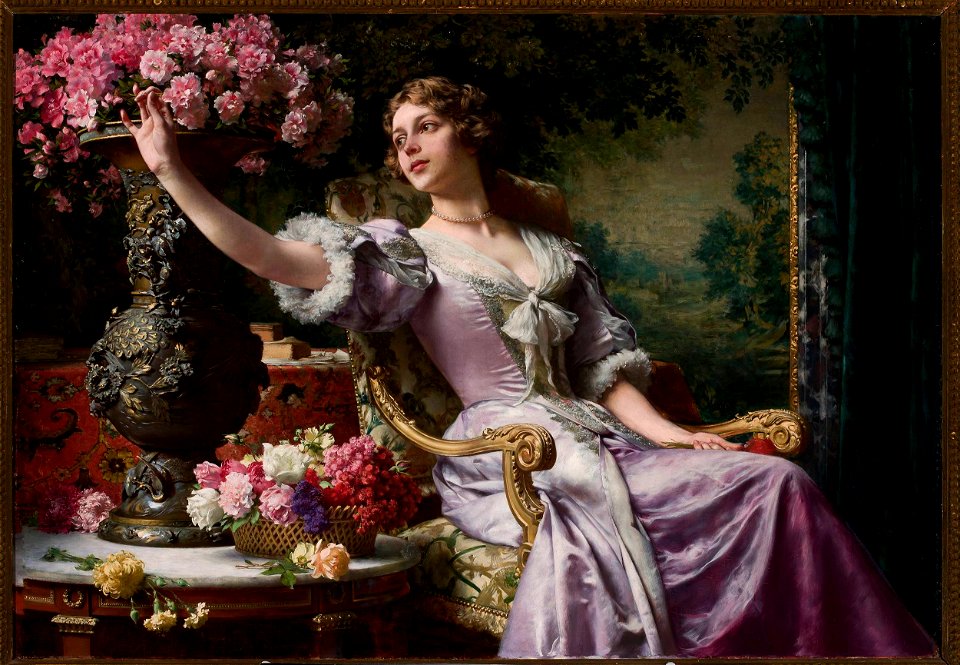 Władysław Czachórski - Lady in a lilac dress with flowers - MP 1393 - National Museum in Warsaw